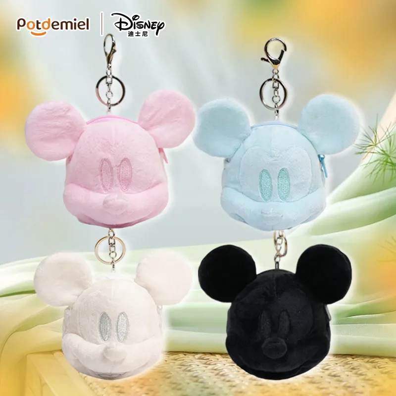 

Disney Potdemiel Mickey Plush Zipper Coin Purse Earphone Storage Bag Keychain Pendant Soft Portable Gift Customized