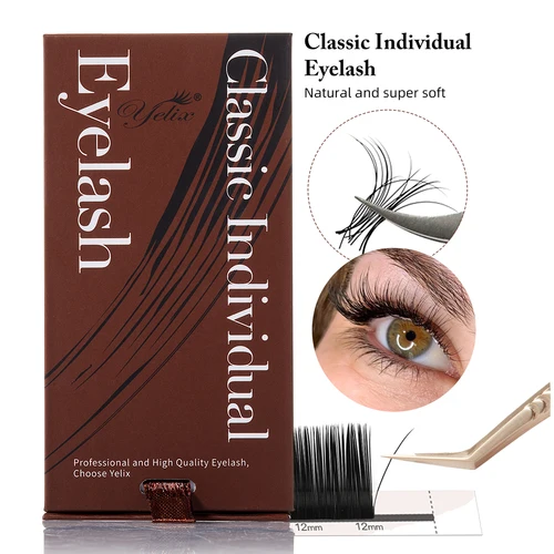 Imagen 1 del producto Yelix C/D Curl 0,07 volumen y extensiones de pestañas clásicas súper mate Individual profesional falso negro suministros de extensión de pestañas