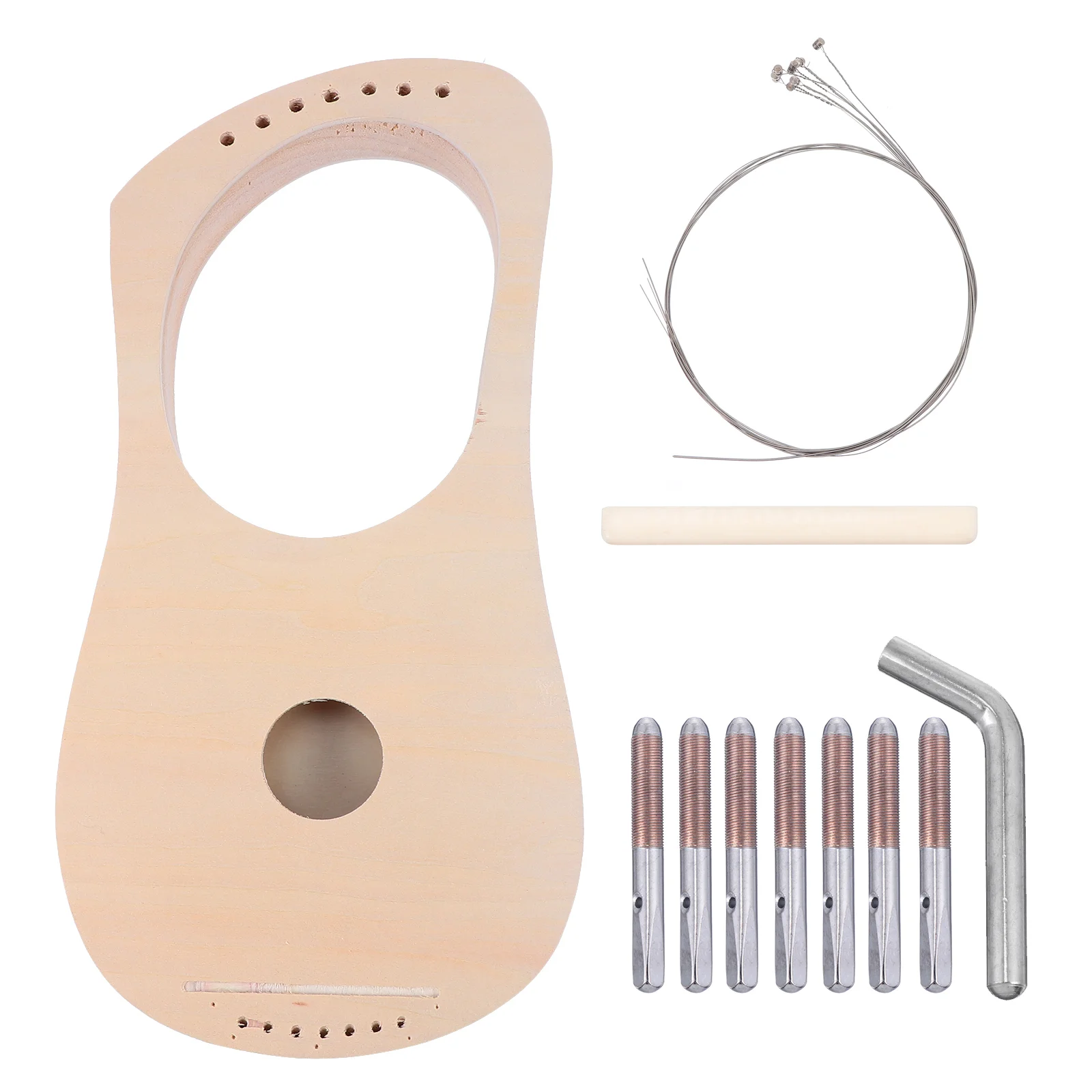 

Wooden Lyre Harp Kit 7 String Handmade Instrument Kids Music Toy Friendly Simple Installation Parent