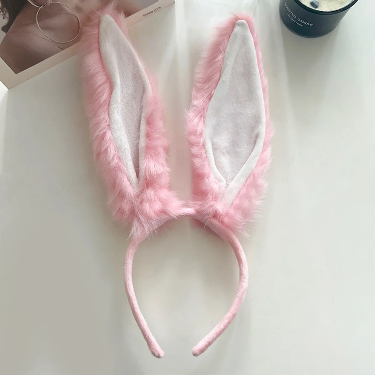 Übergroßes Stirnband mit Hasenohren, Plüschtierohren, Haarschmuck, Kaninchenmädchen-Stirnband, niedliche Kopfbedeckung – Detail 12