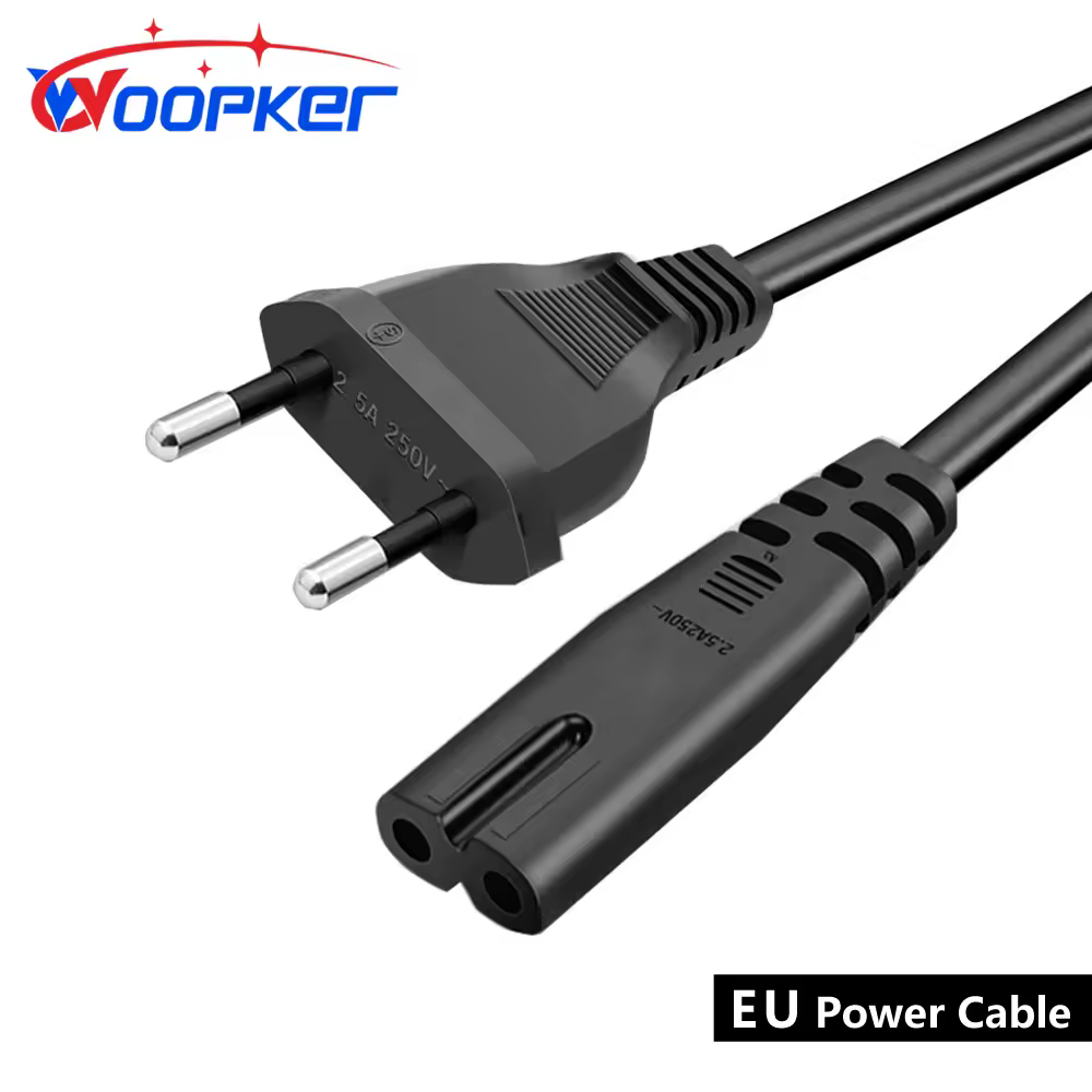 Woopker eu כבל הספק 2-פין iec320 כבל הרחבה כוח עבור מטען מחשב נייד דל מטען מדפסת רדיו Ps4 xbox lg כבל חשמל