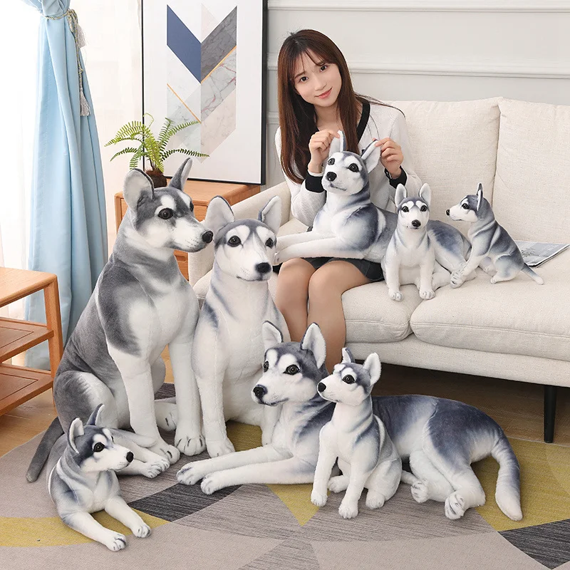 1pc 30-90cm New Stuffed Soft Simulation Husky Plush Toys Animal Dolls Pillow Creative Birthday Xmas Gifts