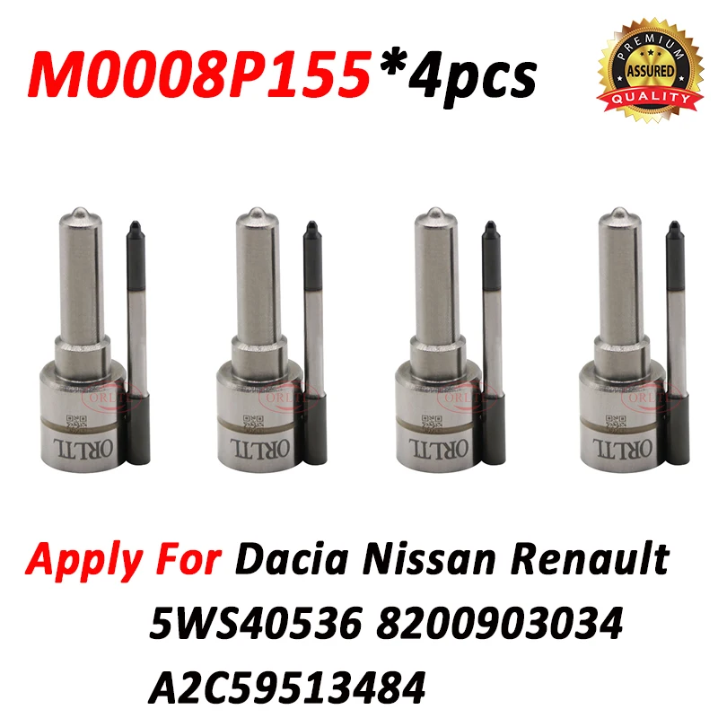 4pcs M0008P155 New Diesel Injector Nozzle for Siemens Dacia Nissan Renault Injector 5ws40536 8200903034 A2c59513484