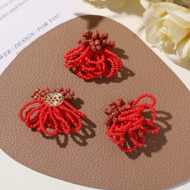 10Pcs/Lot Color collision bead tassel flower patches for clothing,hair clip shoe flower accessories,hats patch