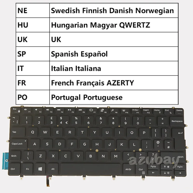 teclado para dell xps 9370 9380 9305 7390 03 pmxp 0rd0cj 06dkj8 07ynxg portugues frances espanhol russo reino unido portugues 01