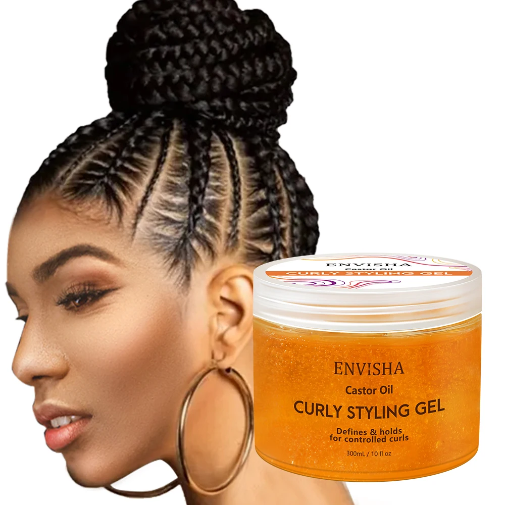 ENVISHA Castor Oil Hair Care Curly Styling Gel High Strong Hold Natural Fluffy Long Lasting Stereo Type Beauty Health Skin Care