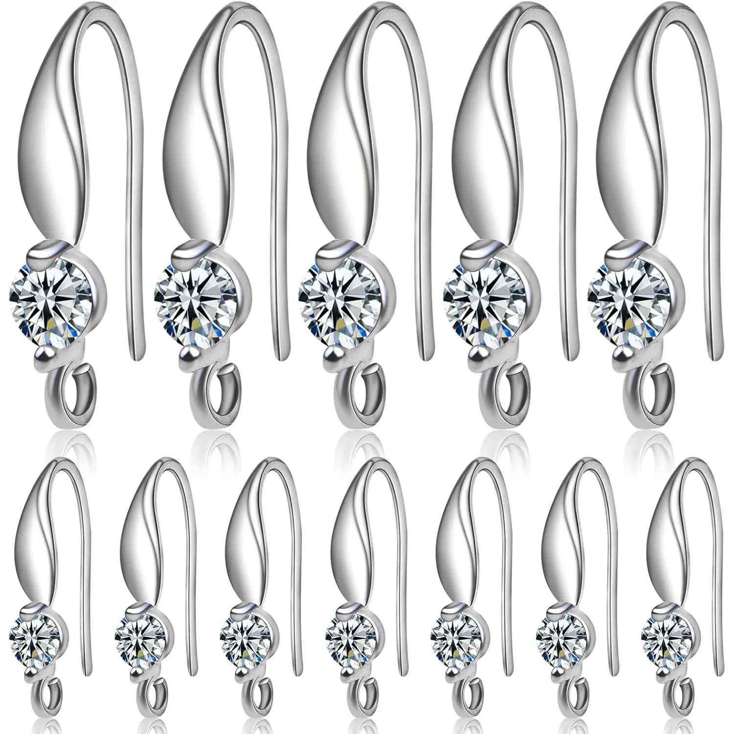 

12 шт. крючки для сережек, латунные рыболовные крючки для ушей с открытой петлей, круглые серьги со стразами, компоненты, серьги «сделай сам», изготовление ювелирных изделий