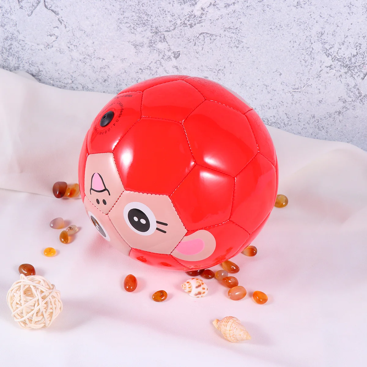 1 قطعة كرة القدم للأطفال قسط بولي كلوريد الفينيل نفخ الكرة الأحمر أسفل قرد نمط الألوان الزاهية مثالية ممارسة اللعب في الأماكن المغلقة في الهواء الطلق