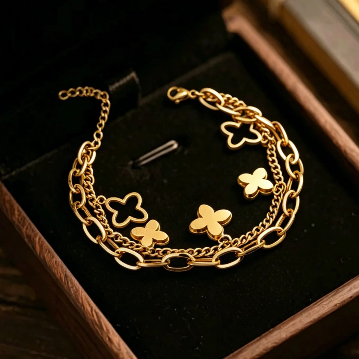 Women's Stainless Steel Double Layer Chain Bracelets Jewelry, Party Gifts, and Accessories with Free Shipping Wholesale