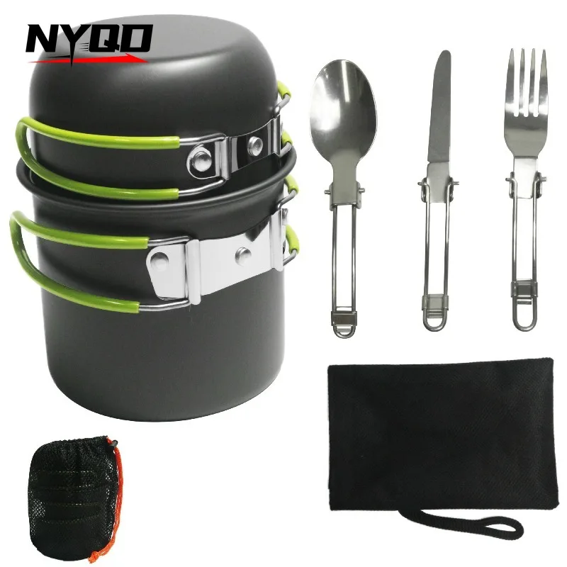 

Outdoor equipment set - 1-2 person cooking utensils - Portable camping cooking equipment with tableware camping cookware