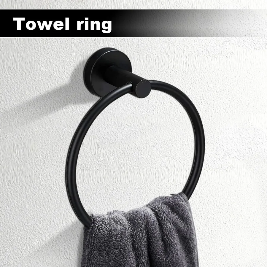 15sets 23.6inch Matte Black Bathroom Hardware Set for Modern Bathroom Decor Includes 3PCS 23.6inch Towel Bar 3PCS Towel Ring 3P