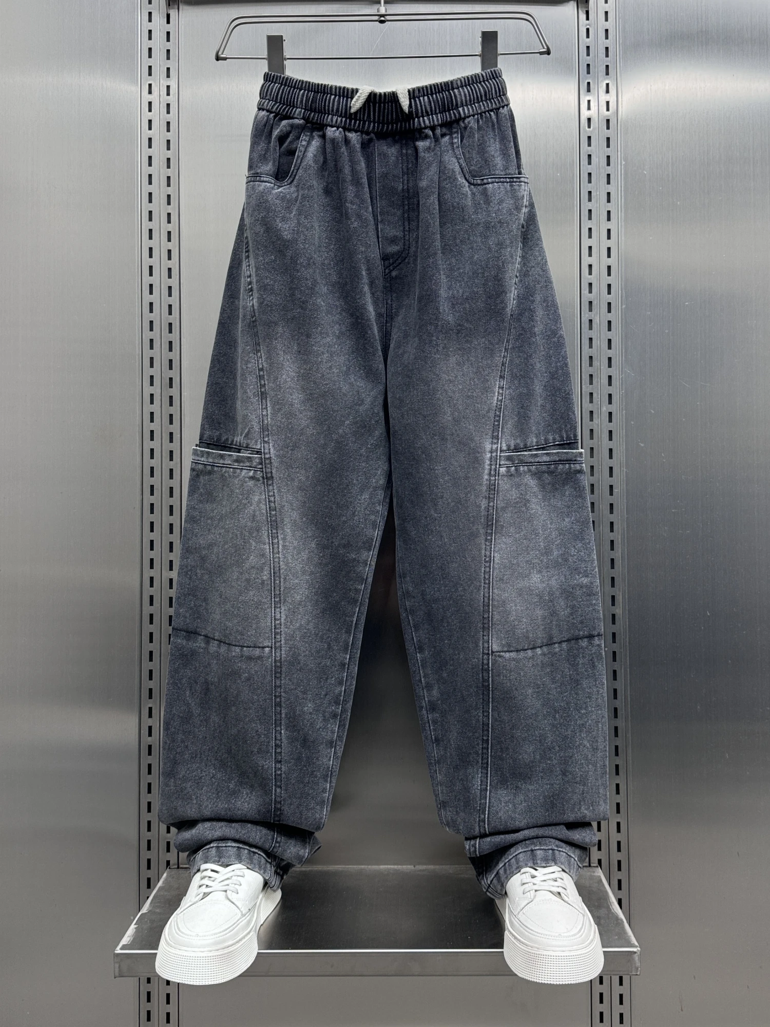 

Retro Waed American Sle Men's Jeans Spring 2025 Loose Straight Leg Trousers Youth Splicing Long Pants Wear Resistant