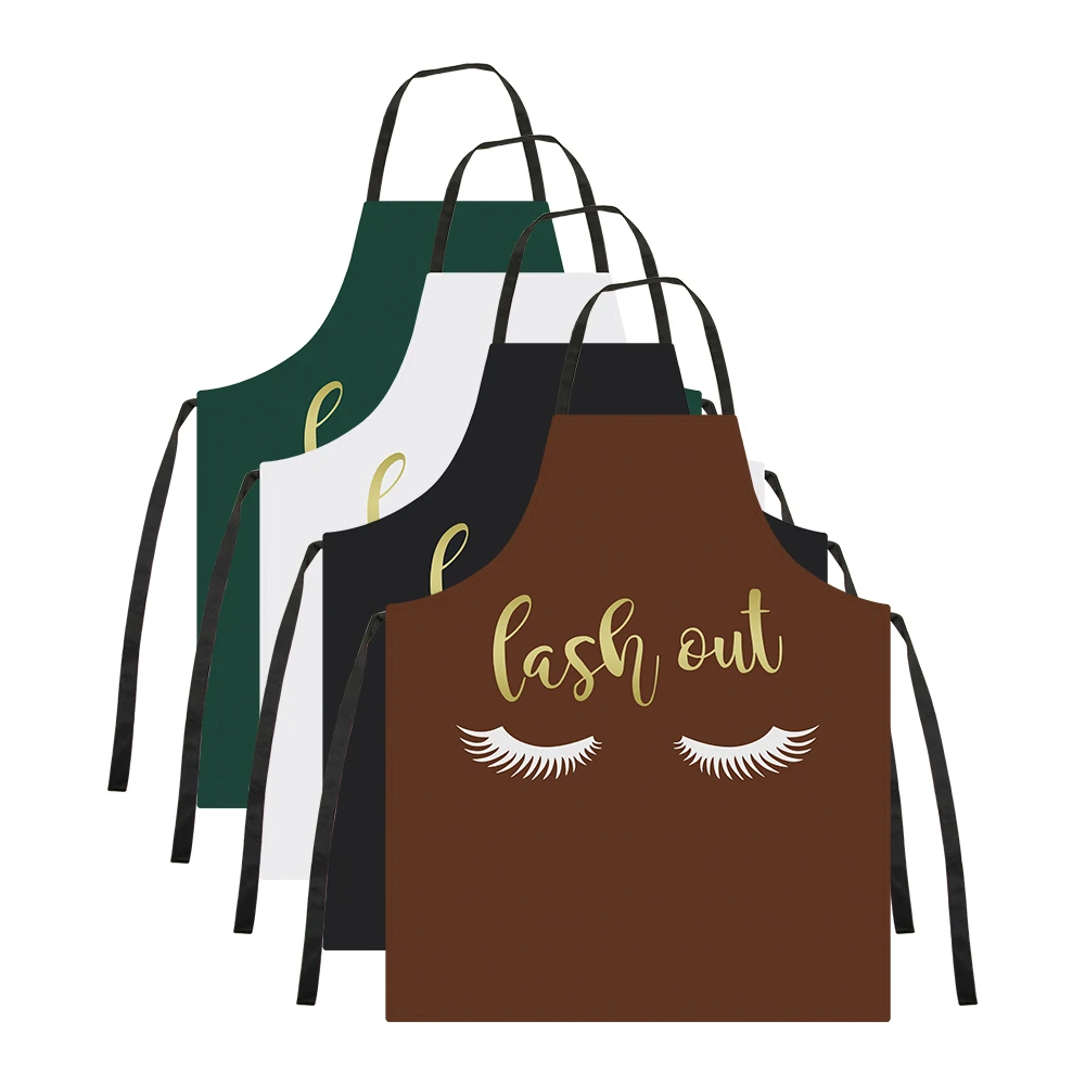 ANNAFRIS Bronzing Lash Pattern Grafted False Eyelashes Apron  Women Adult Home Cooking Baking Cleaning Aprons Eyelash Extension