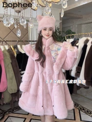 Fashionable Stand Collar Shawl Long Sleeve Mink Fur Coat Women 2023 Winter Fur Thicken Warm Sequin Fashion Faux Fur Coat Female