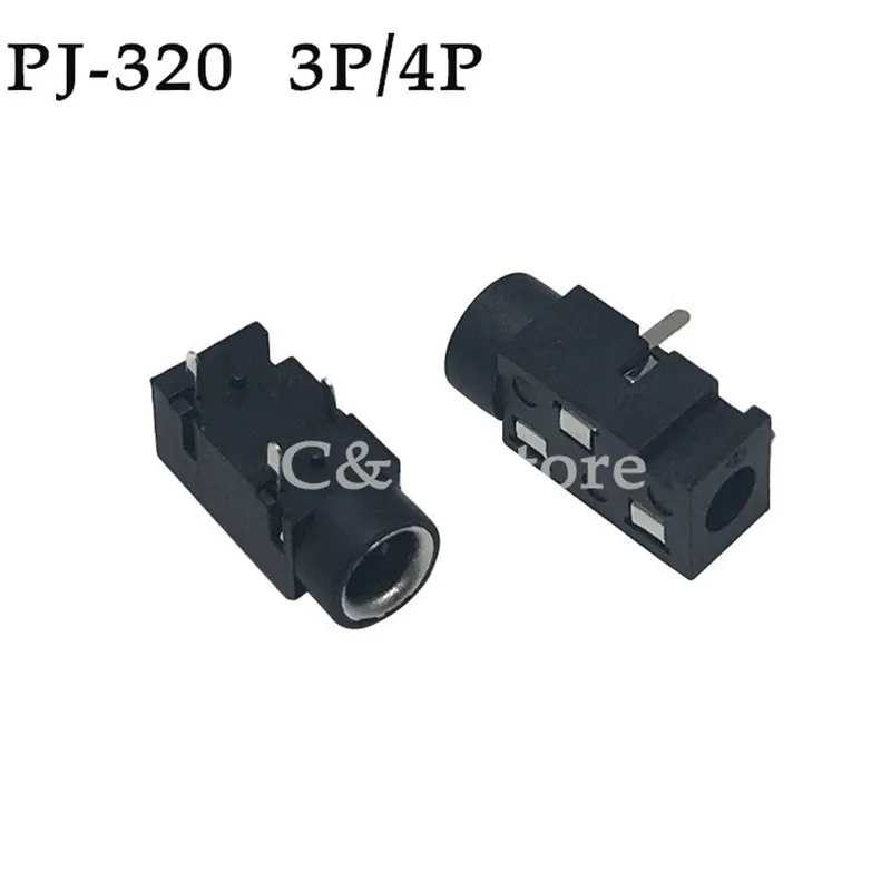 100pcs PJ-320 PJ320 DIP/SMD 3.5 headphone jack audio jack PJ-320B 3Pin Pin female connector stereo headphones PJ-320D