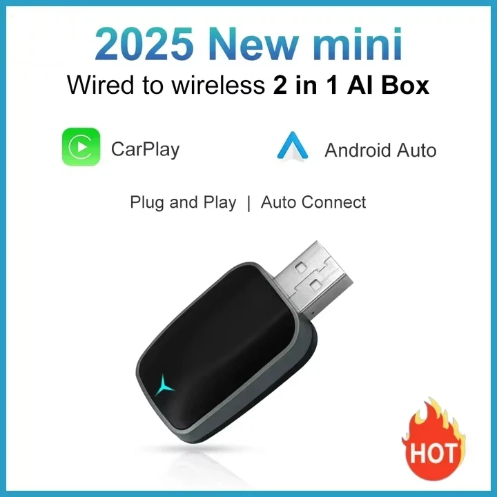 NEW 2 In1 Wireless Carplay AI Box Android Auto Plug And Play Applicable To Convert Original Car Wired Carplay To Wireless