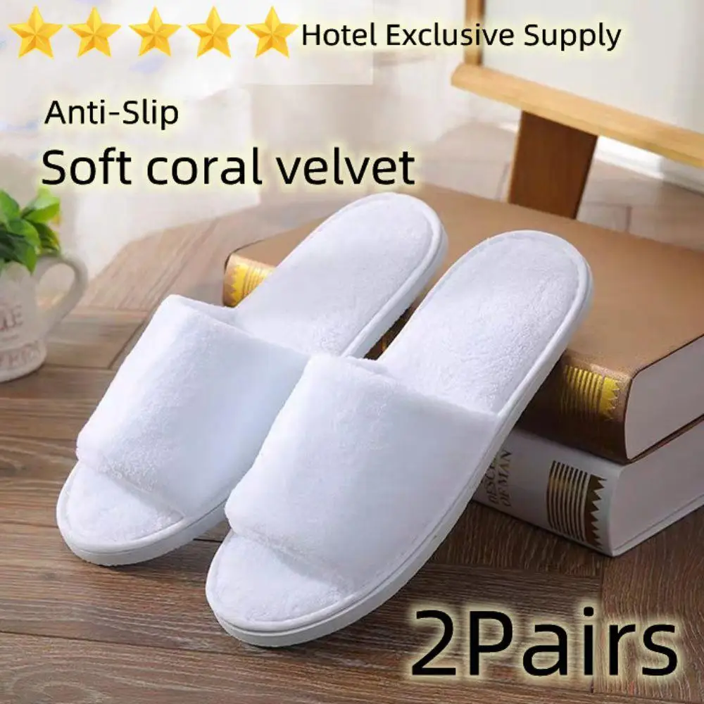 Multi-colored Disposable Slippers 2Pairs /set  Men Womens Top Quality Velvet Travel Home Hospitality Shoes Half Pack Slippers