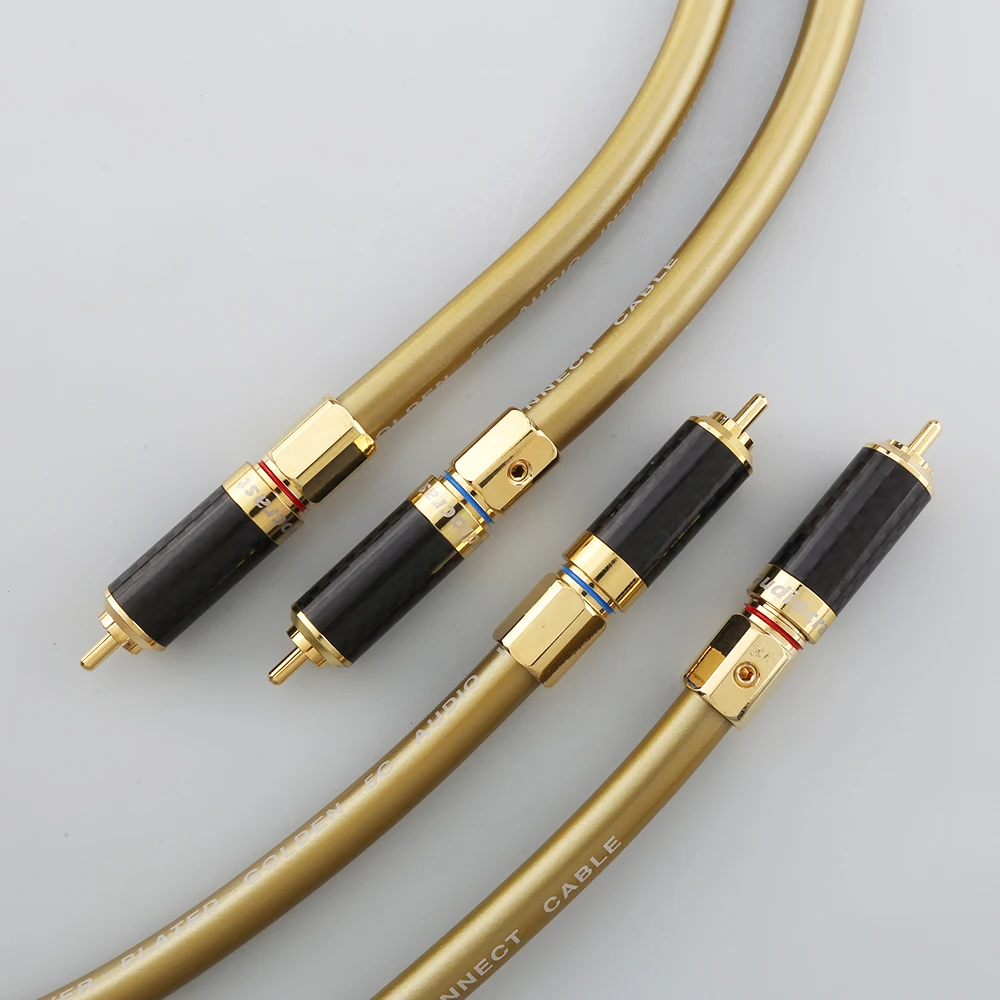 High Quality Pair HI Fi RCA Cable Hifi Audiocrast A70 With Carbon Fiber RCA Plug Cable Same As Cardas Hexlink Golden 5-C Cable