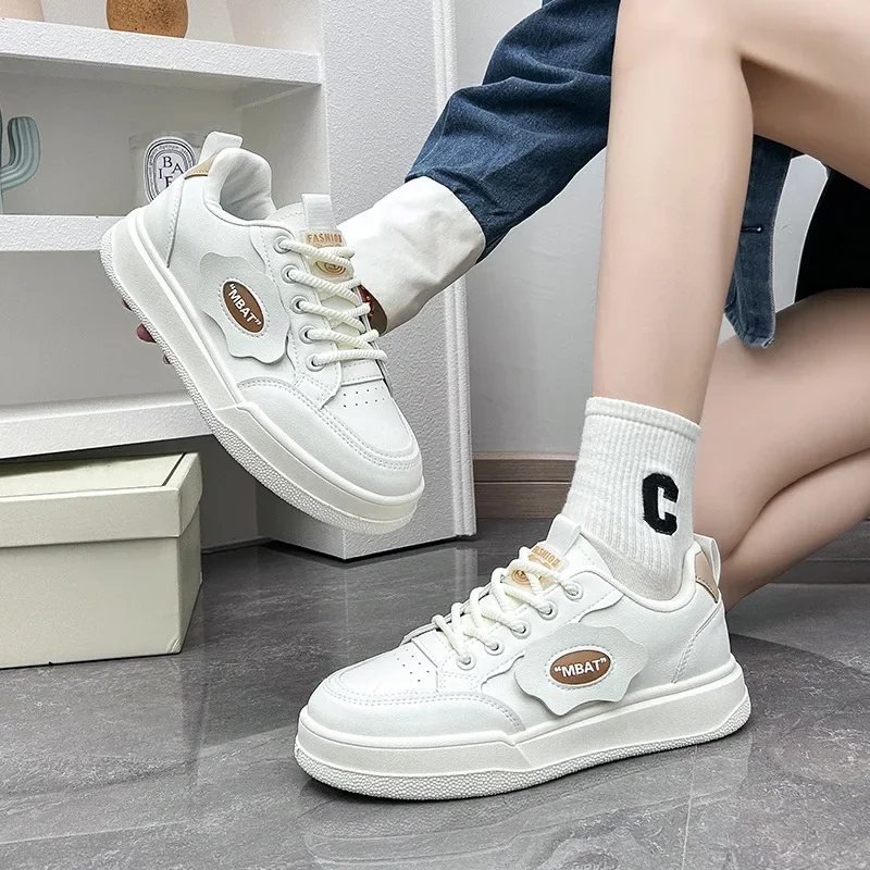 Zapatos de entrenamiento blancos, zapatos de plataforma alta, tacones altos para mujer, deportes casuales