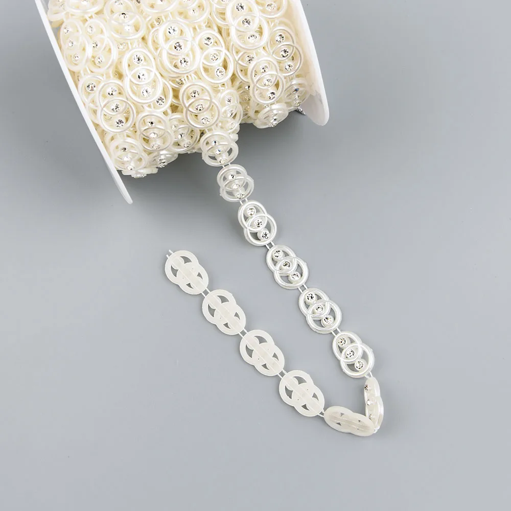 JOTrim-Perles à double ligne en coton pour la décoration, Perles élégantes, 1 Yard, 14mm de largeur, ABS, 216.239.