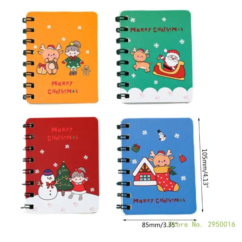 4Pcs Mini Christmas Notebooks Lined Small Notepads Christmas Party Favor for Student Kid Girl and Boy Writing Journaling