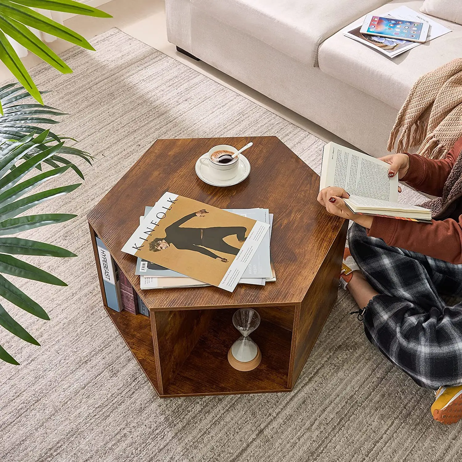 ！@Ins Style Nordic Panel Coffee Table Living Room Polygonal Negotiation Table Modern Minimalist Reception Conference Table