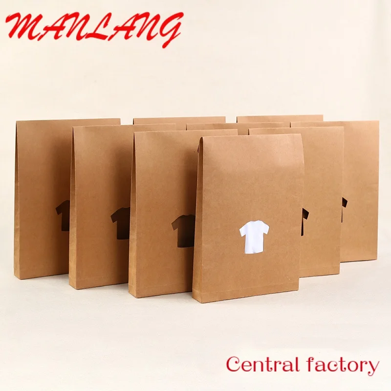 Custom  Eco custom t shirt packing box package kraft paper t shirt packaging box envelope document file pouch shape for t shirt 