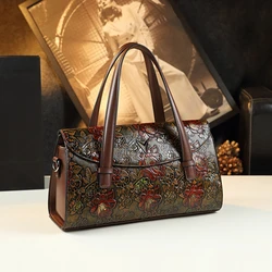 Luxury Fashion Flowers Women's Handbags Large Capacity Lady Genuine Leather Shoulder Crossbody Bag Mom Tote Boston Bags