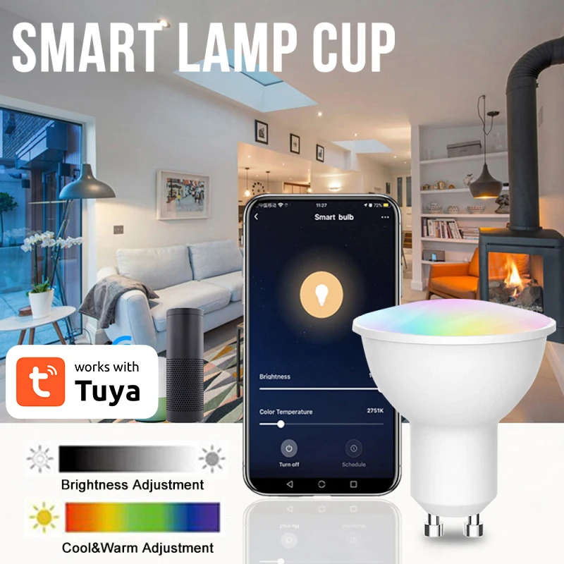 Xiaomi GU10 WiFi Smart LED Light Bulb RGB W+C Dimmable Lamps EWelink APP Control Spotlight Bulb Works With Alexa Google Alice