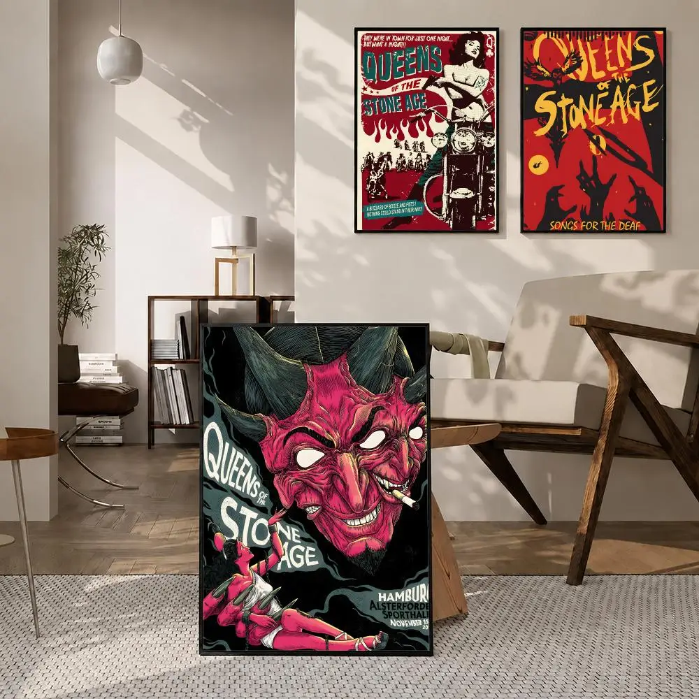 Singer Queens Of The Stone Age Poster Self‑Adhesive Waterproof PP Poster Coffee House Bar Wall Art Sticker Room Home Decor