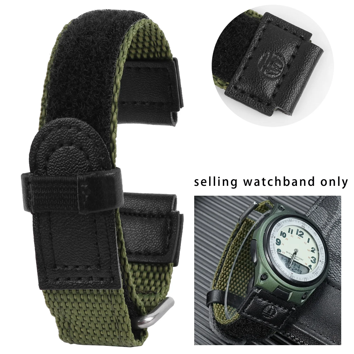 Waterproof canvas watch strap for Casio FT-500WC AW-80V W-89H Forester retro easy to stick nylon watch strap 19MM bracelet acces