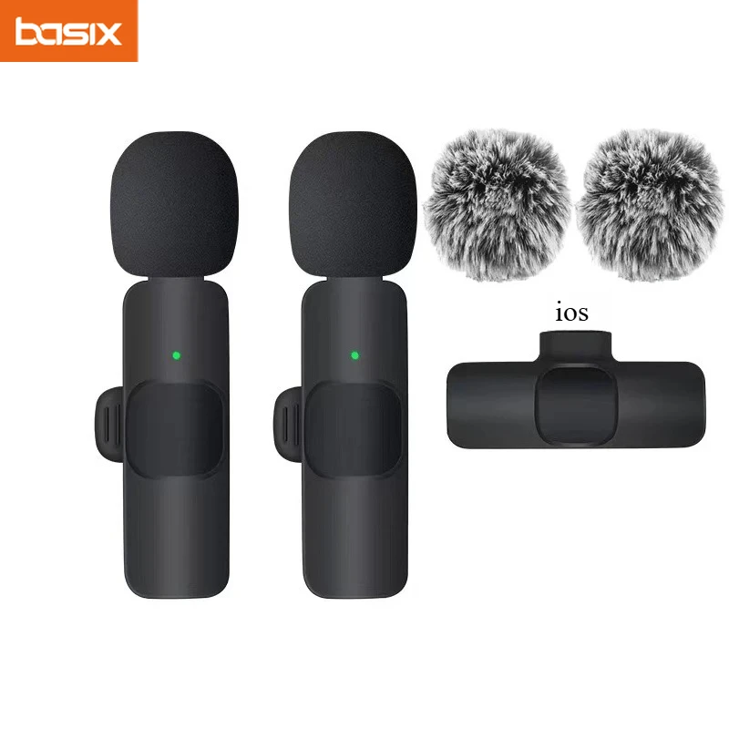 Mini Wireless Lavalier Microphone Windproof Wool Replaceable for iPhone Android YouTube Vlog Audio Recording