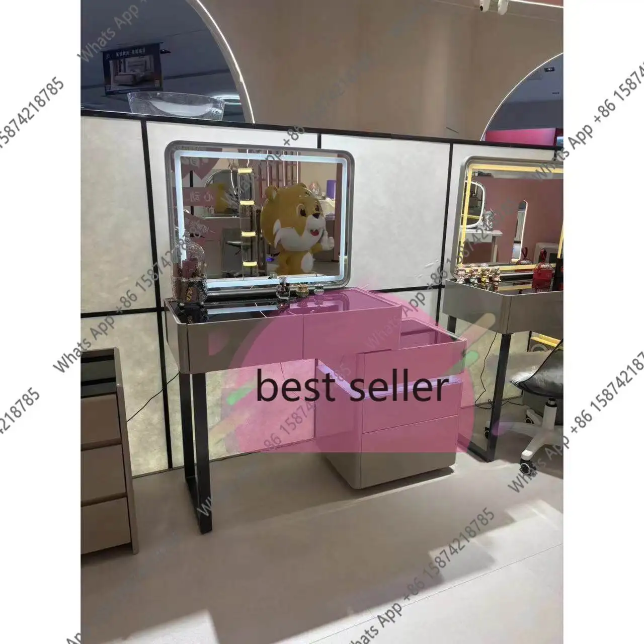 

Tt Light Luxury And Elegant Atmosphere Dressing Table With Lamp Bedroom Home Storage Integrated Makeup Table Bright Light