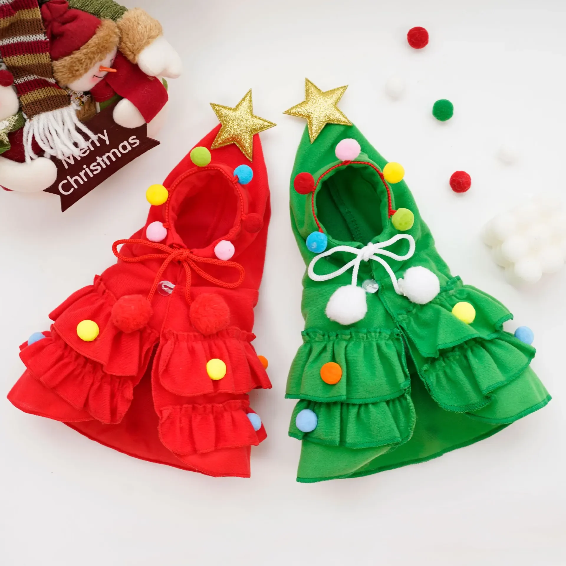 

Christmas Pet Cloak Autumn Winter Dog Cat Costume Christmas Tree Dog Clothes Pet Supplies Kitty Apparel 2 colors