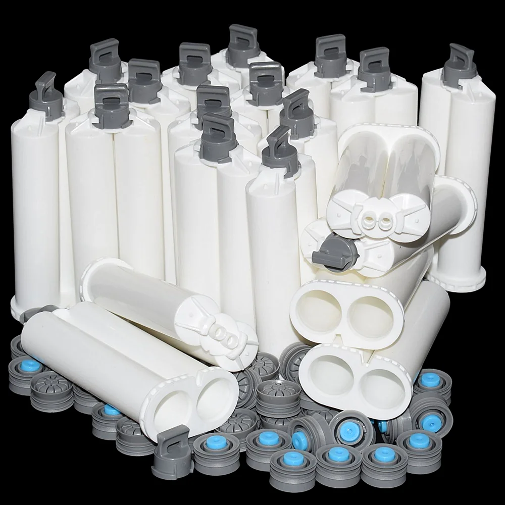 

500pcs 50ml AB Glue Tube Empty 1:1 Epoxy Resin Cartridges Barrel Set with Sealing Pistons for 1:1 Caulking Gun 50ml Glue Guns