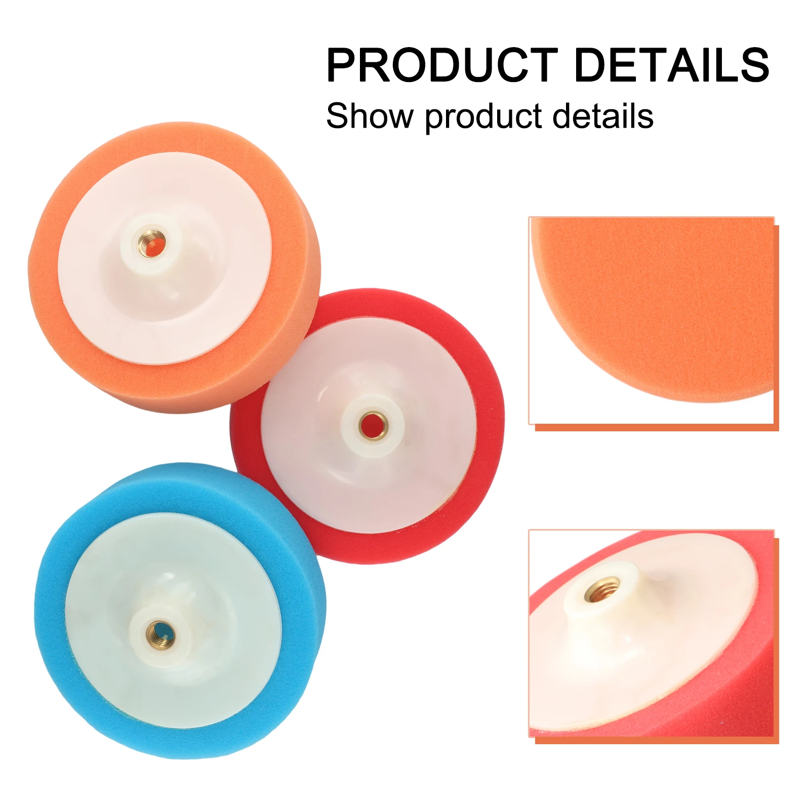 3pcs Automotive Polishing Pads 150mm Round Foam with For M14 Thread for Use on Rotary and Random Orbital Tools