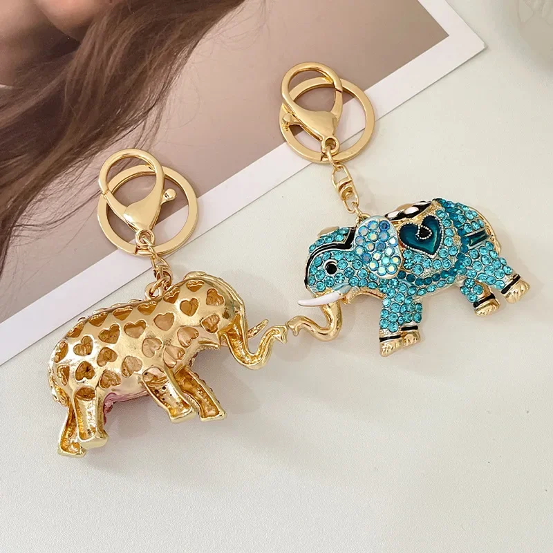 Hot green Elephant Keychain Animal Elephant Pendant Keyring for Women Men Car Key Holder Gift