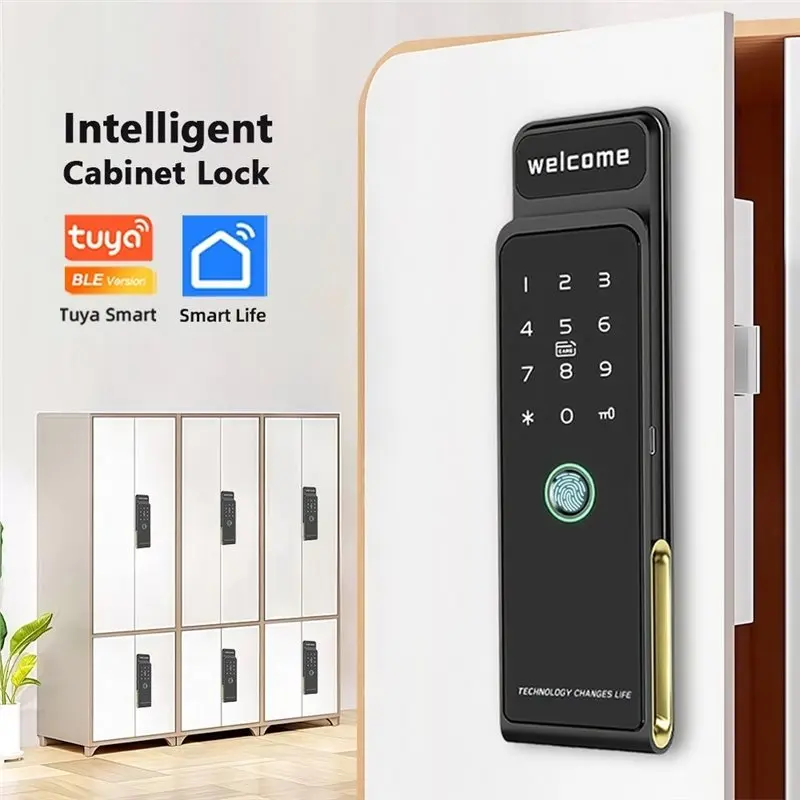 AA51 Fingerprint Cabinet Lock For Tuya Smart Digital Electric Drawer Lock With Card/APP/Passcode Unlocks For Home For Gym Passwo