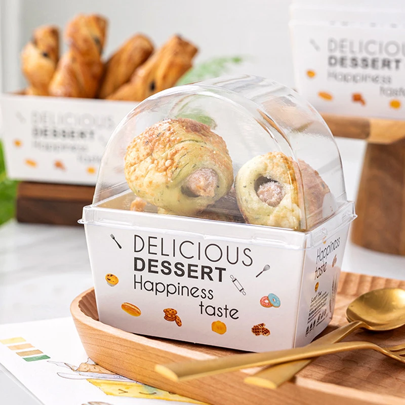 

50Pcs Sandwich Boxes with Lids Disposable Hamburger Toast Bread Packaging Box Pastry Bakery Take Out Boxes Party Supplies