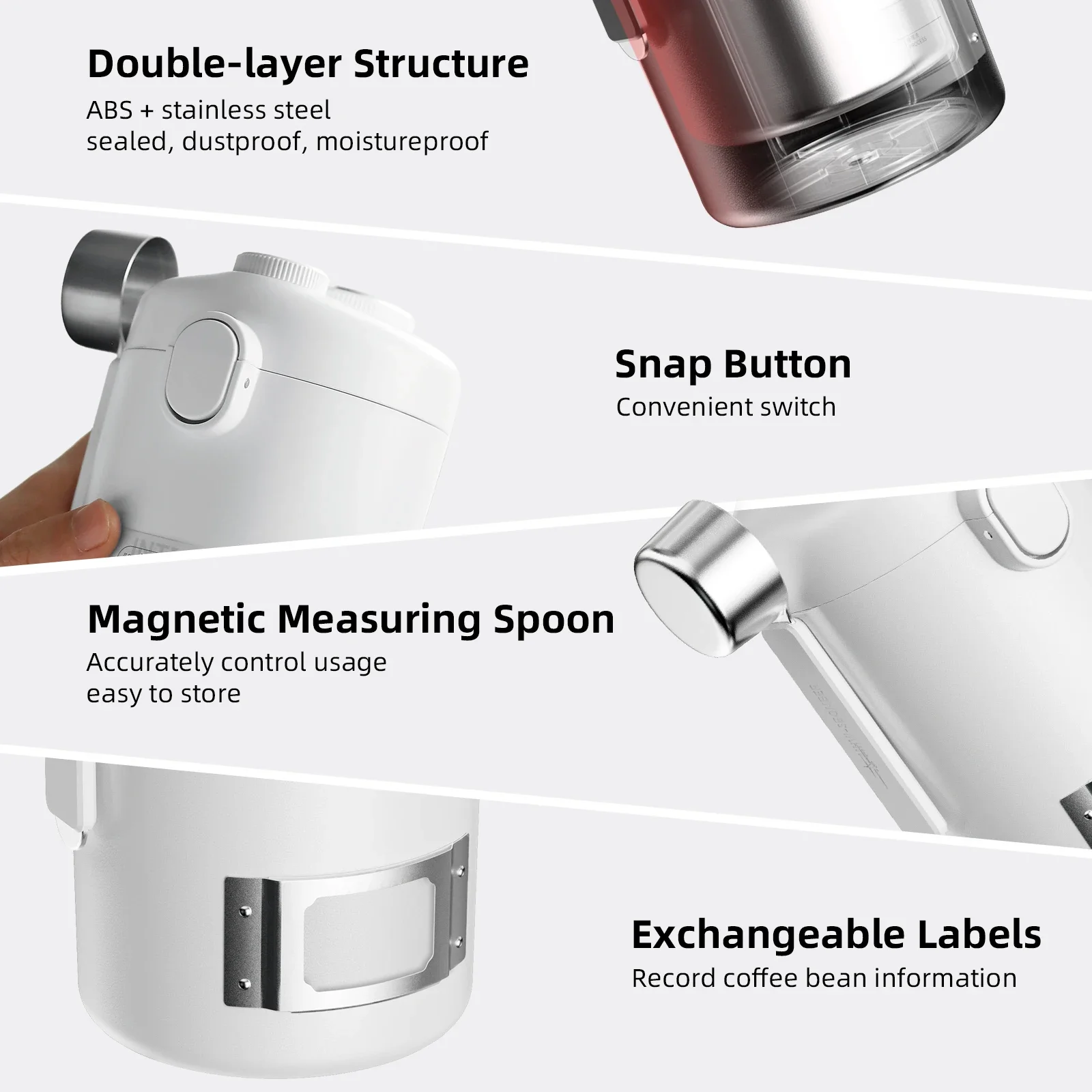 MHW-3BOMBER Gambo Sealed Canister Airtight Coffee Beans Canister with Exhaust Valve Storage Jars Magnetic Spoon Camping Tool