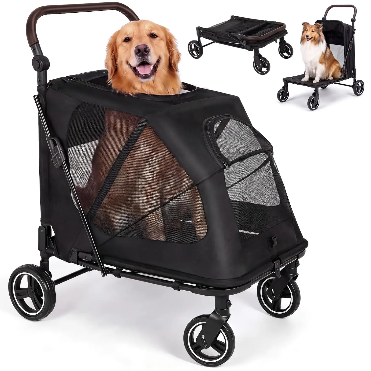 Foldable Dog Stroller for Large & Medium Dogs Up to 66lbs, Customized