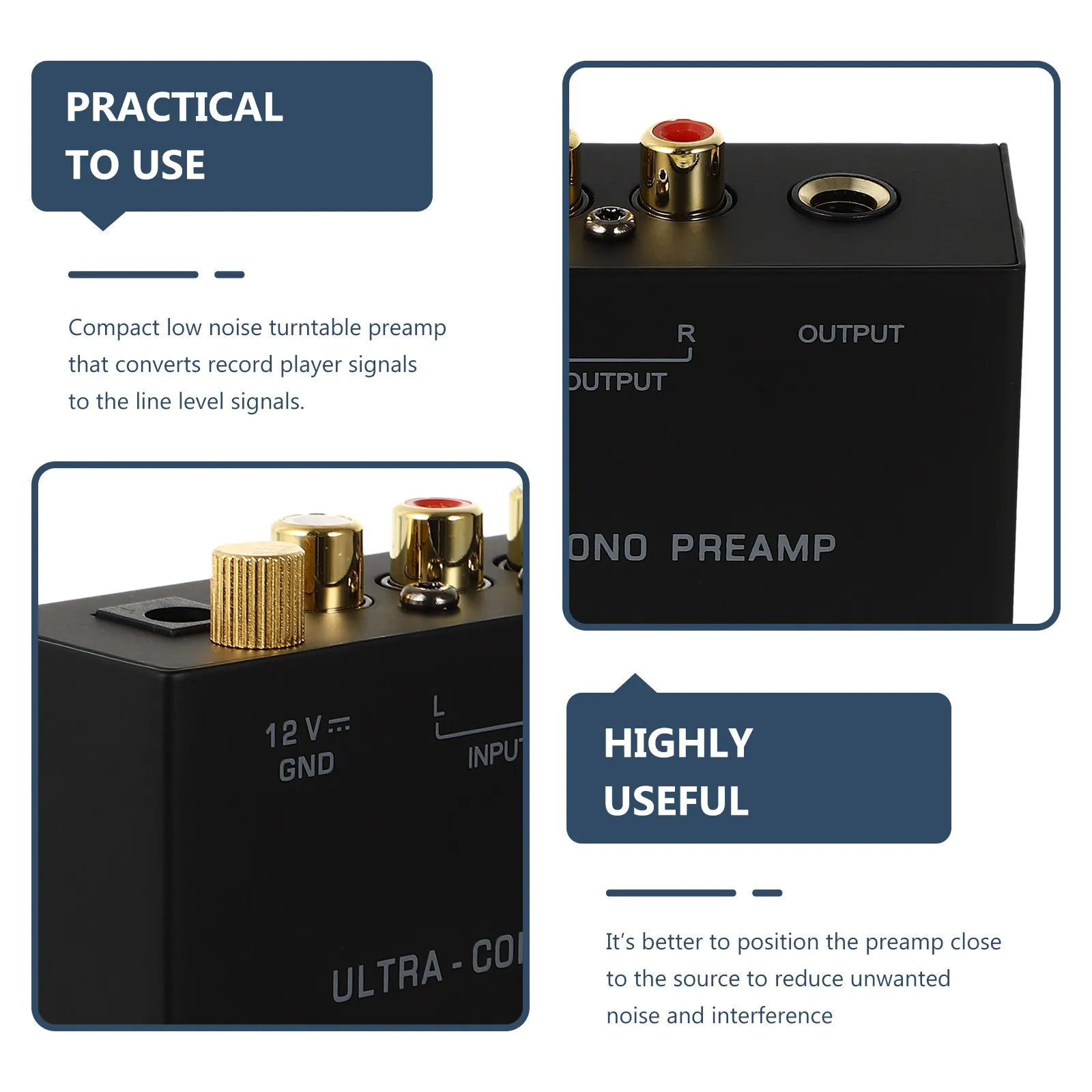 

Stereo Phono Preamp Low Noise Turntable Preamp Eu Plug Small Size Amplifier for Record Player Home System Pre Amp