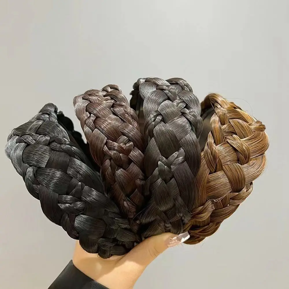 

Cranial Top Artifact Wide-brimmed Twist Braided Korean Style Headwear Wide Hair Hoop Female Hairbands Six Strand Wig Headband