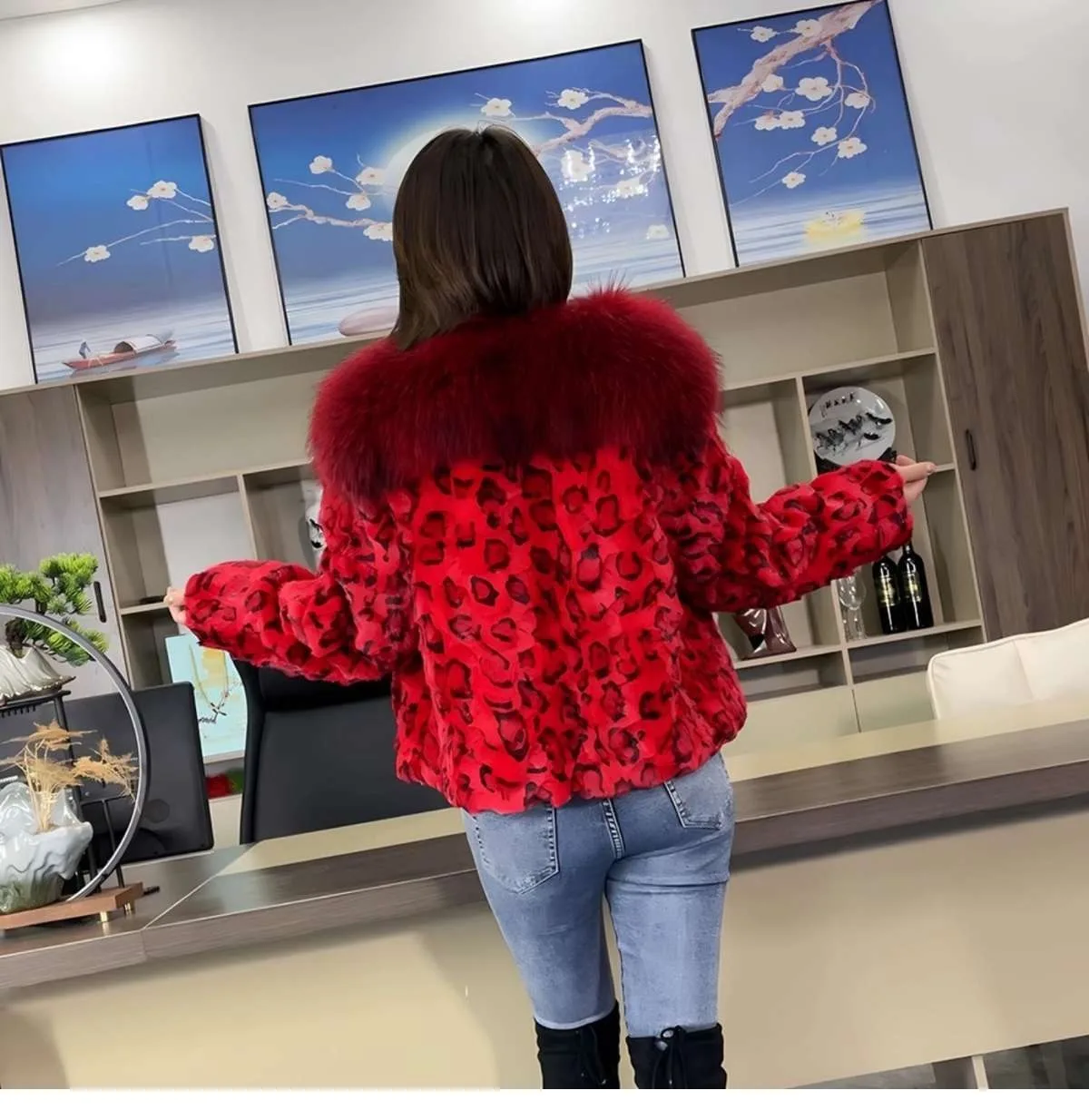 2025秋冬新作 輸入本物ミンクファーコート レディース ショートミンクコート 高品質 ラクーンファー襟付き 本物の毛皮衣料