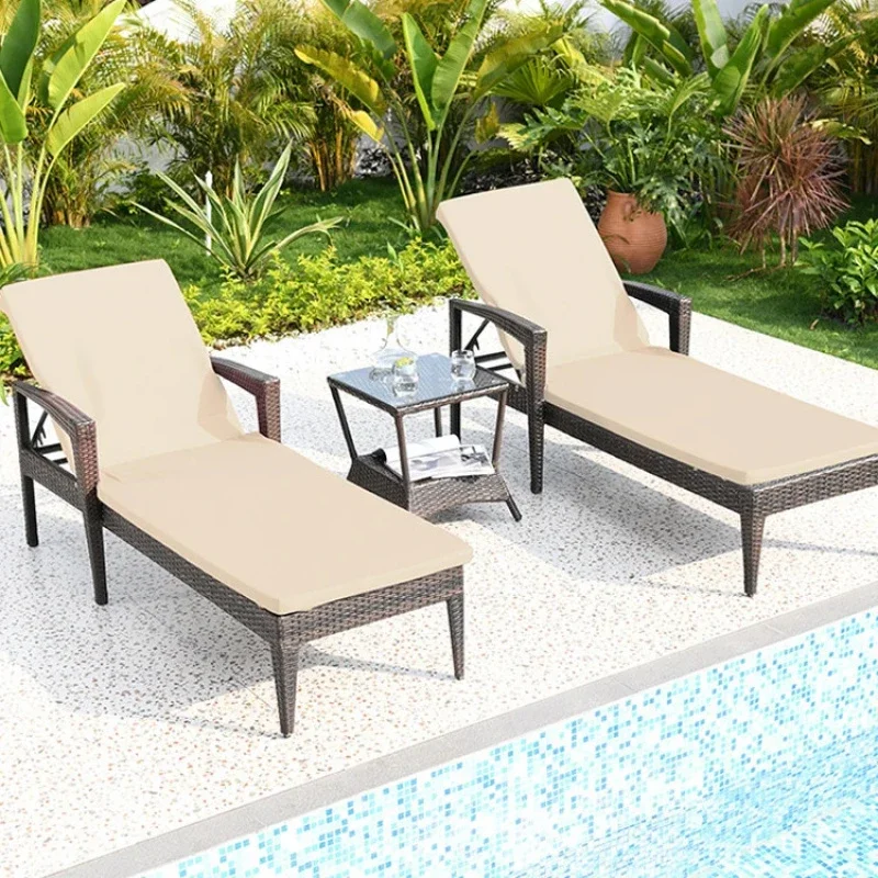 Hot Sale High Quality Waterproof Rattan Folding Outdoor Hotel Indoor Swimming Pool Leisure Chair