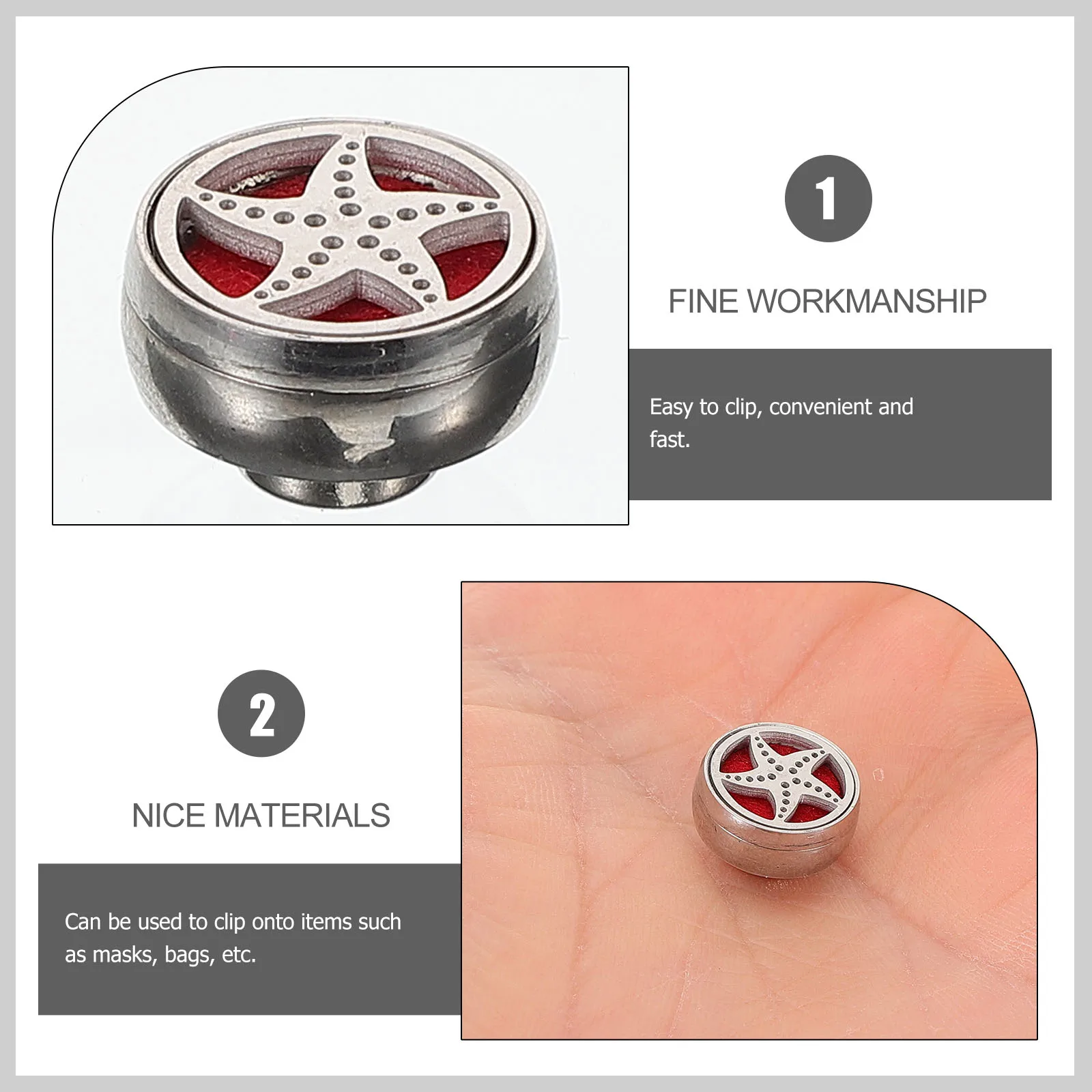 

Essential Oil Pad Aromatherapy Clip Locket Neck Stainless Steel Perfume Pendant
