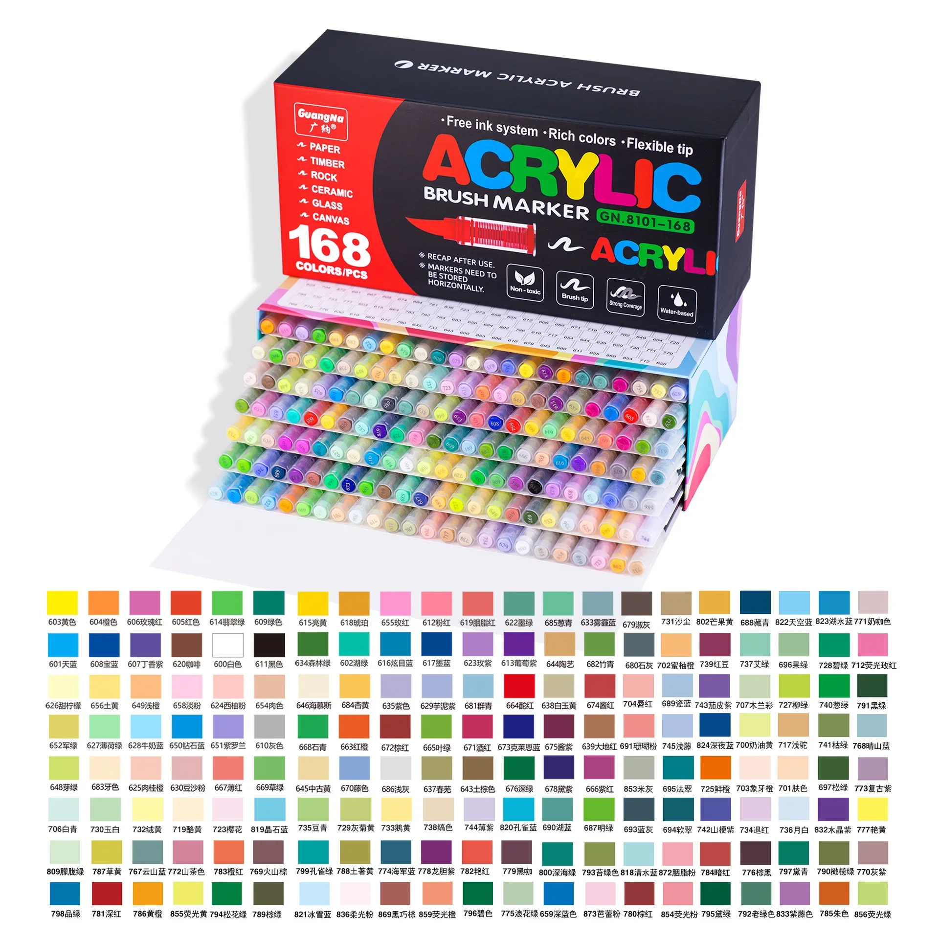 ACRYLIC BRUSH MARKER 360色　168色 Guangna 360/168 Colors Acrylic Paint Markers Set Liquid Ink - for