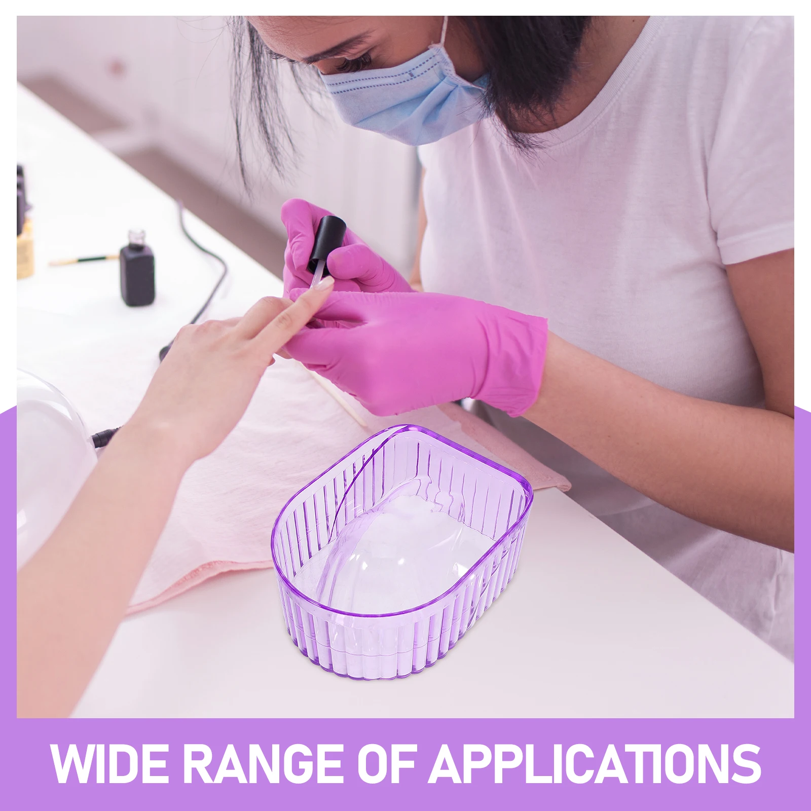 Ciotola per ammollo per unghie Ciotola per manicure in plastica viola Soak Off per unghie professionale Rimozione smalto gel per unghie acriliche Rimozione polvere per immersione