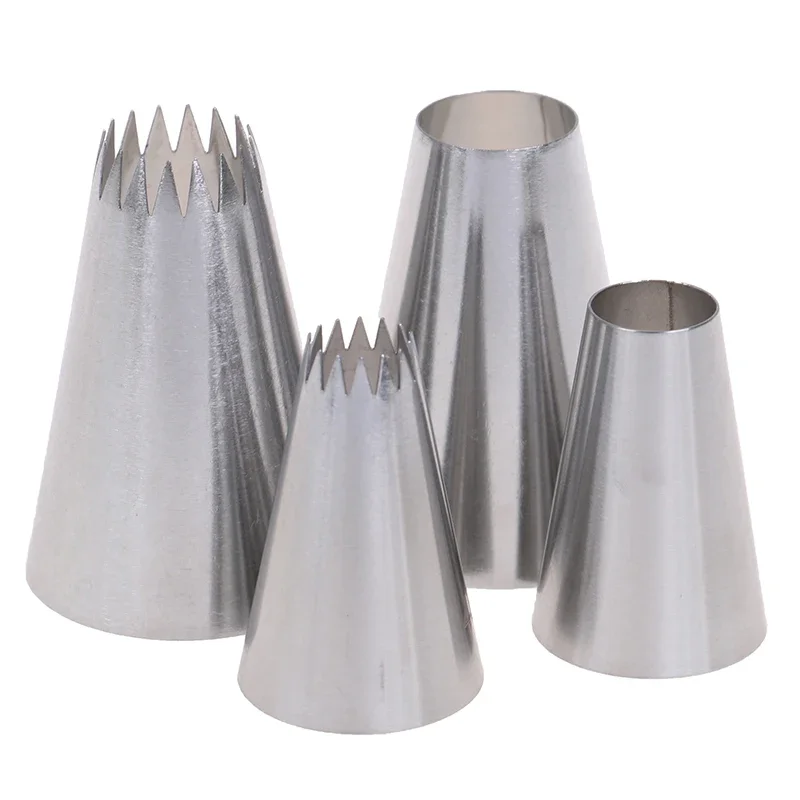 

4PCS Stainless steel seamless Medium decorating mouth 6 -billed 2D wilton style 2D nozzle tips for cake decoration tool baking