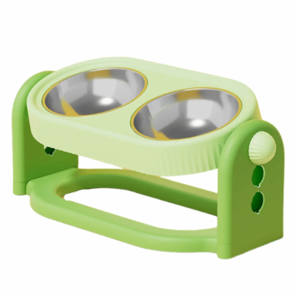 

Rotatable Pet High Footed Bowl Double Bowls Adjustable Height Cat Food Water Bowl Multifunction with Stand Pet Food Dispenser